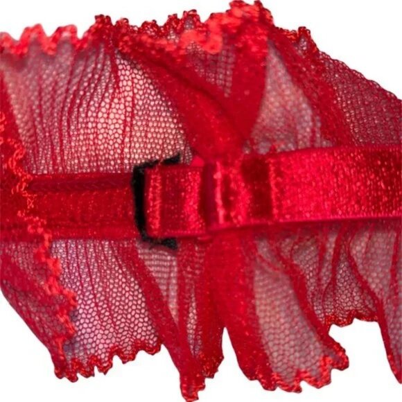 Victoria's Secret Designer Garter Belt Red Ruffle Tulle Beautiful Women XS-Small - Picture 3 of 5